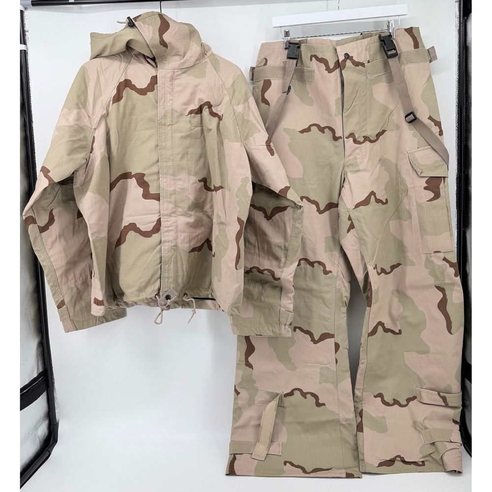 US Military Medium Long JSLIST 3-Color Desert Camo Chemical Suit Set Parka Pants